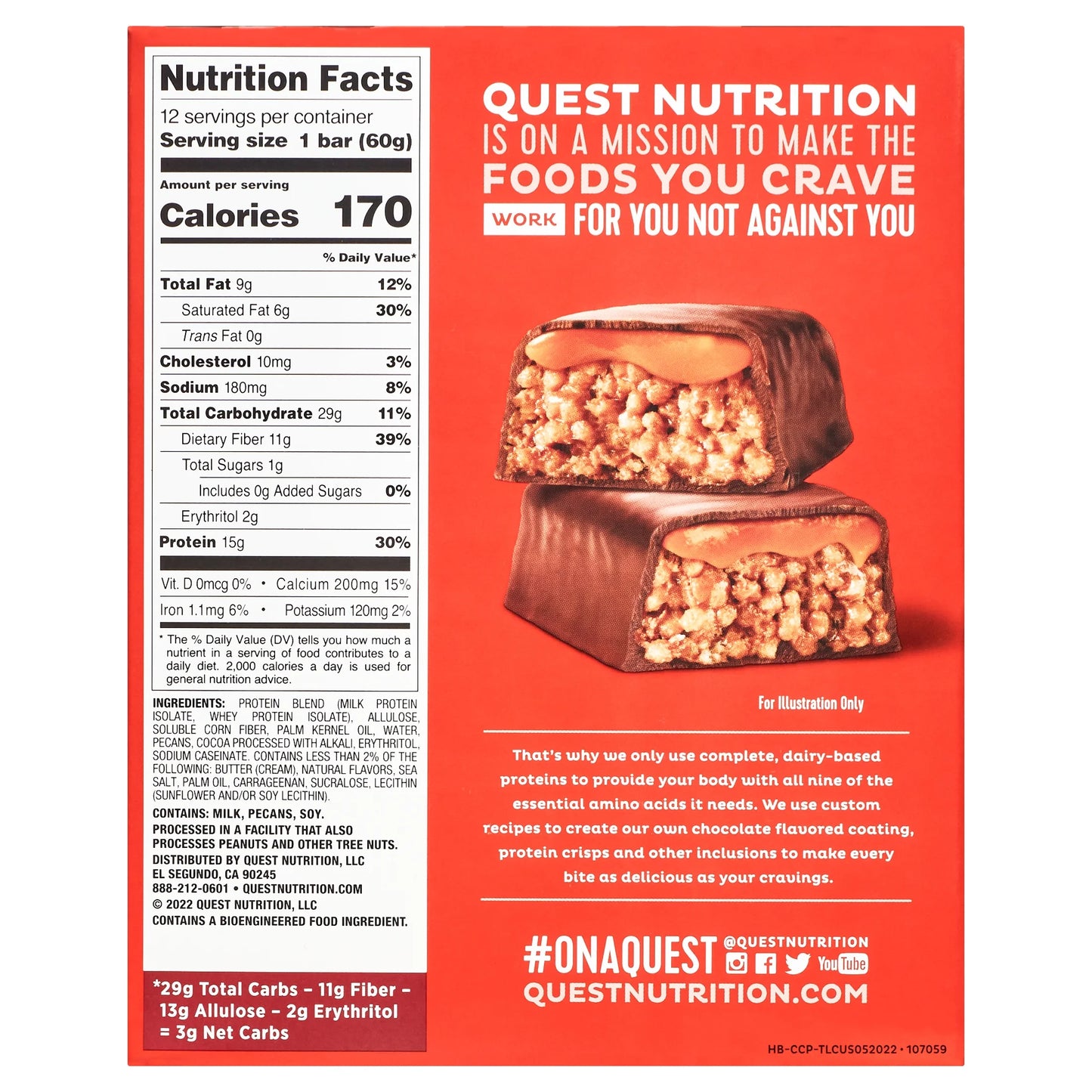 Quest Hero Protein Bars, Low Carb, Gluten Free, Chocolate Caramel Pecan, 12 Count