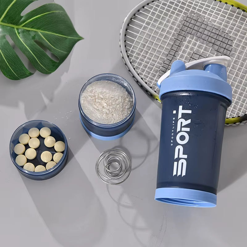 500ML 3-Layer Sports Water Bottle Protein Shaker Outdoor Travel Portable Leakproof Drinkware Plastic My Drink Bottle BPA Free