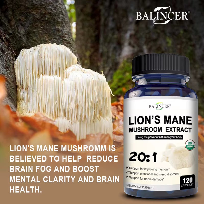 Lion'S Mane Mushroom Extract Supplement for Mood and Sleep Health, Non-Gmo, Gluten-Free