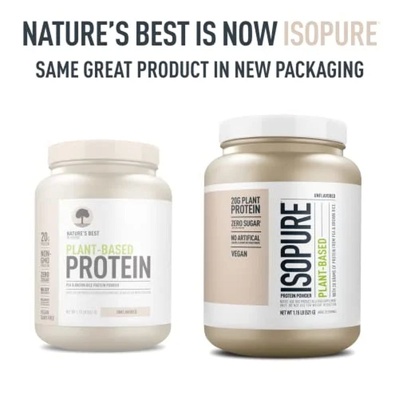, Plant-Based Protein, 20 G Pea & Brown Rice Protein Powder, Unflavored, 1.15 Lb, about 20 Servings