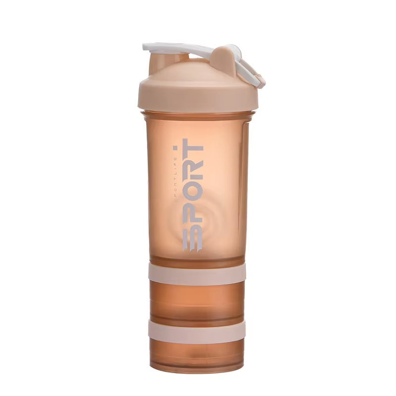Botella Deportiva de 500 ml | Shaker de 3 Capas para Proteína | Portátil, Antiderrames y Libre de BPA