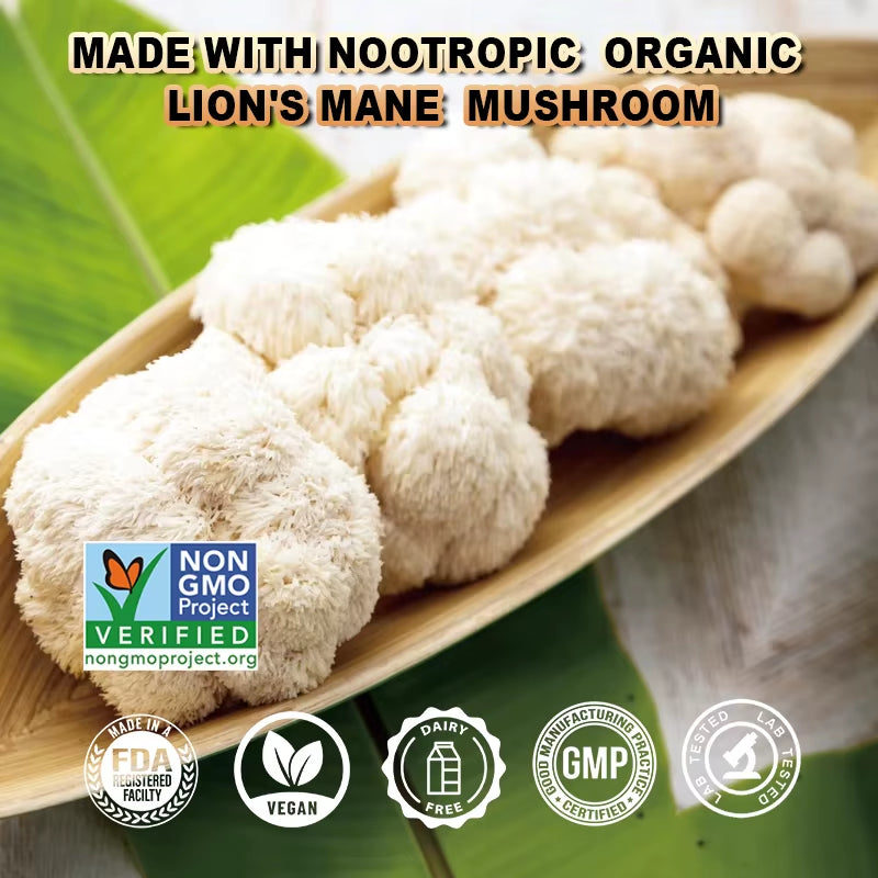 Lion'S Mane Mushroom Extract Supplement for Mood and Sleep Health, Non-Gmo, Gluten-Free