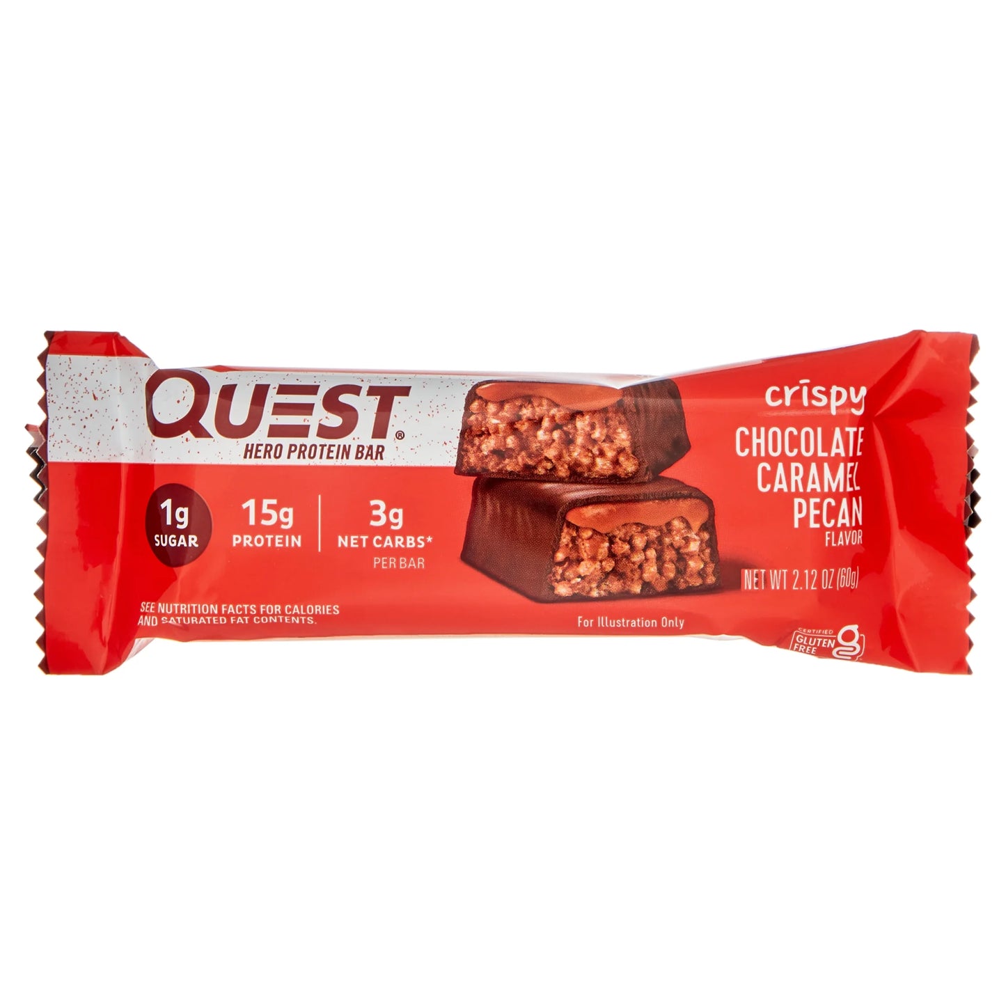 Quest Hero Protein Bars, Low Carb, Gluten Free, Chocolate Caramel Pecan, 12 Count