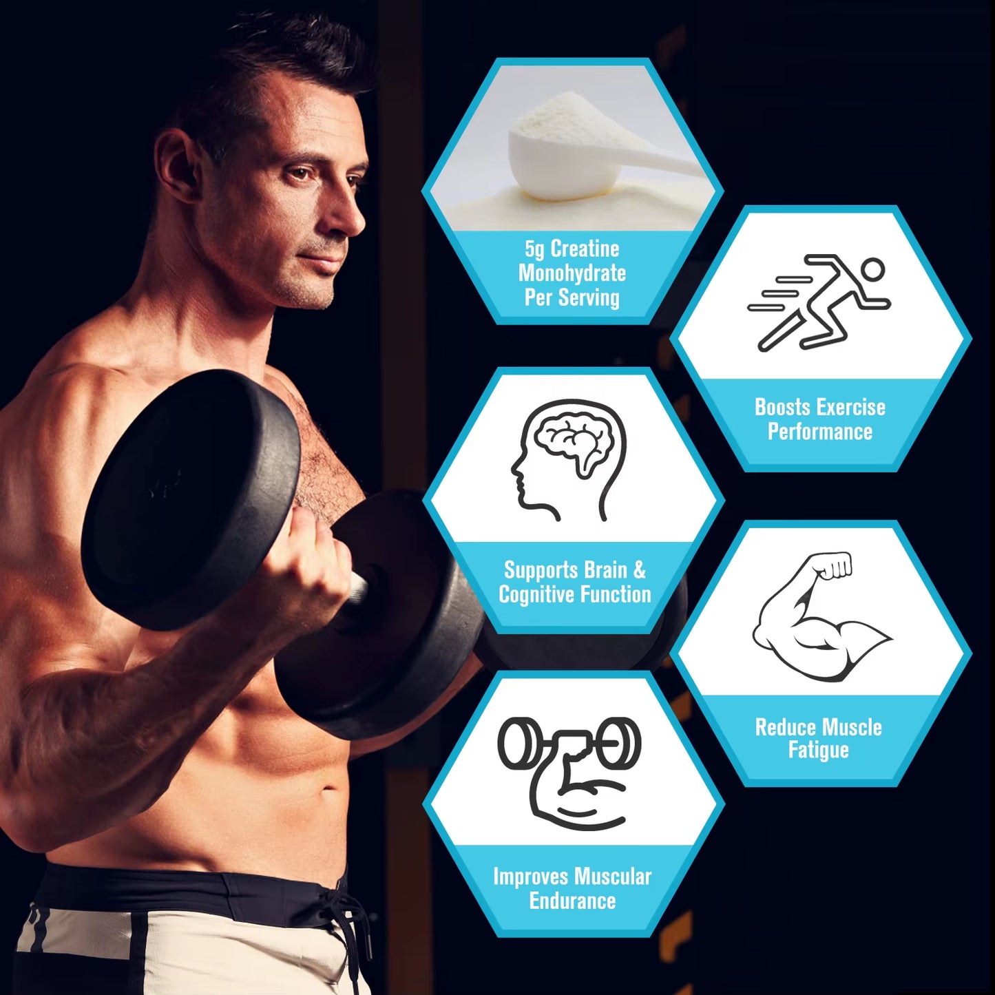 300G Creatine Monohydrate Fitness Supplements Build Muscles Muscle Endurance, Non-Gmo, Gluten-Free