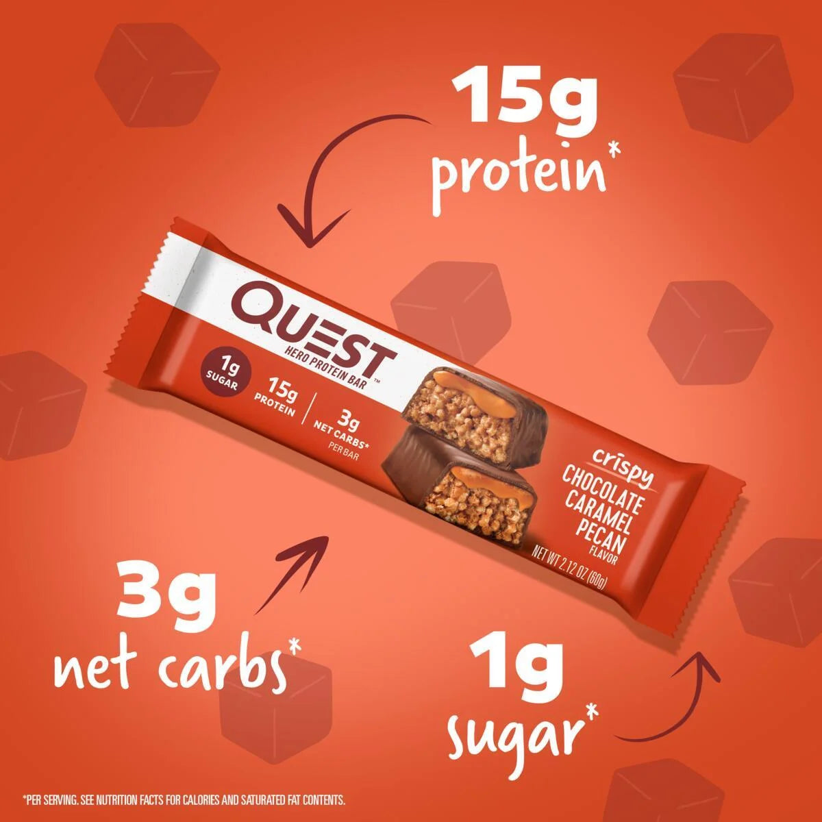 Quest Hero Protein Bars, Low Carb, Gluten Free, Chocolate Caramel Pecan, 12 Count