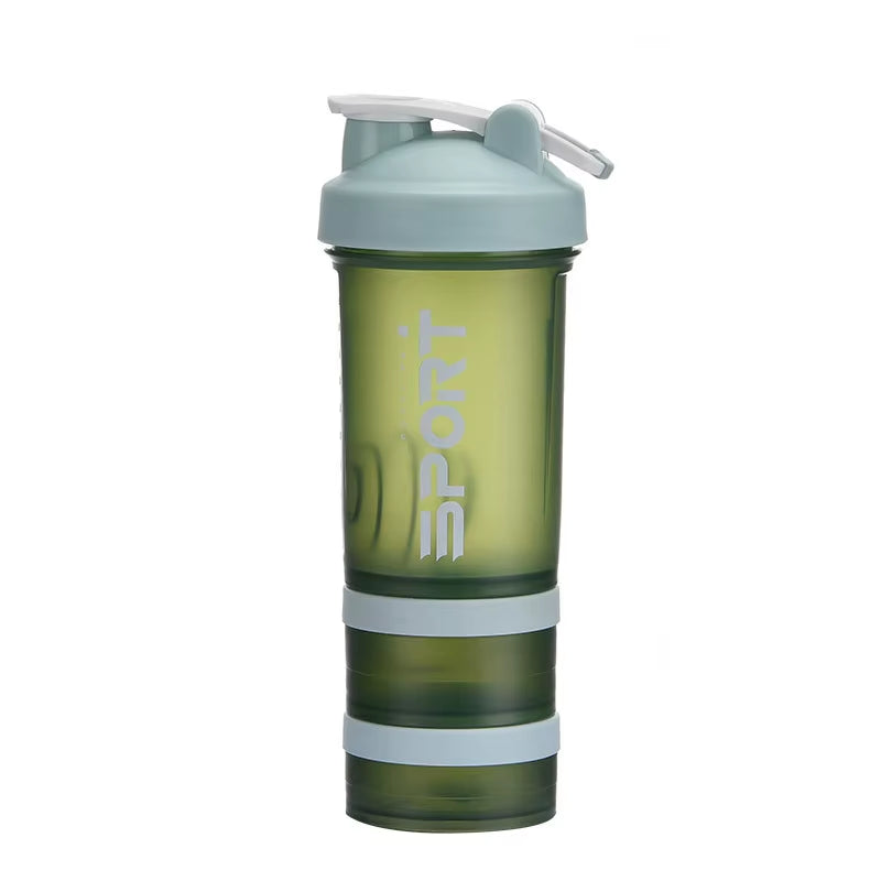 Botella Deportiva de 500 ml | Shaker de 3 Capas para Proteína | Portátil, Antiderrames y Libre de BPA