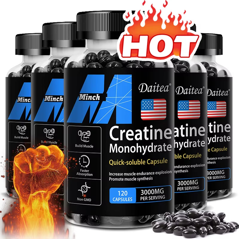 Creatine Monohydrate 3000 Mg, Easy to Absorb, Supports Strength, Muscle, Helps Replenish Muscle ATP Levels, 120 Capsules
