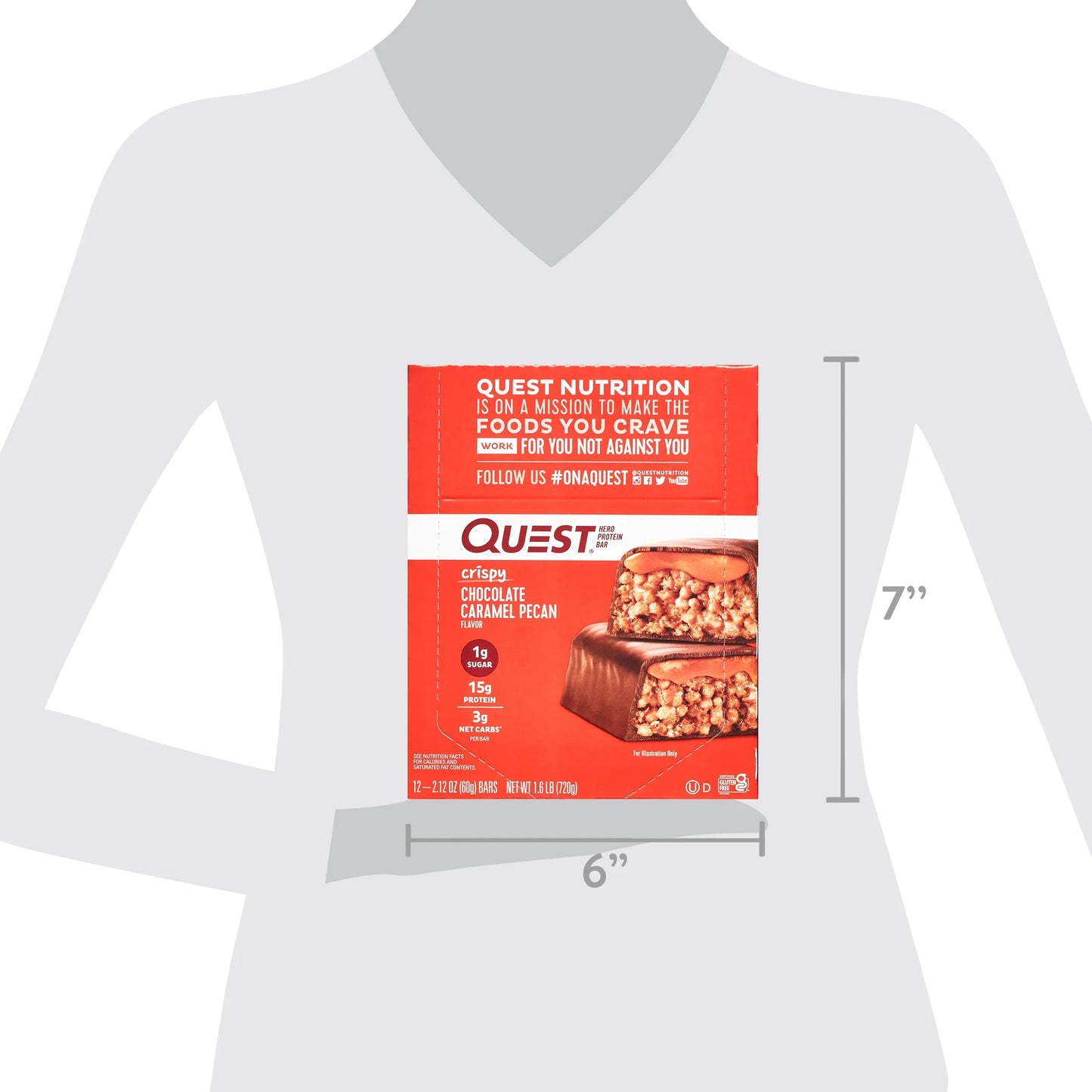 Quest Hero Protein Bars, Low Carb, Gluten Free, Chocolate Caramel Pecan, 12 Count