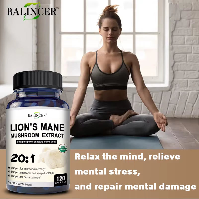 Lion'S Mane Mushroom Extract Supplement for Mood and Sleep Health, Non-Gmo, Gluten-Free