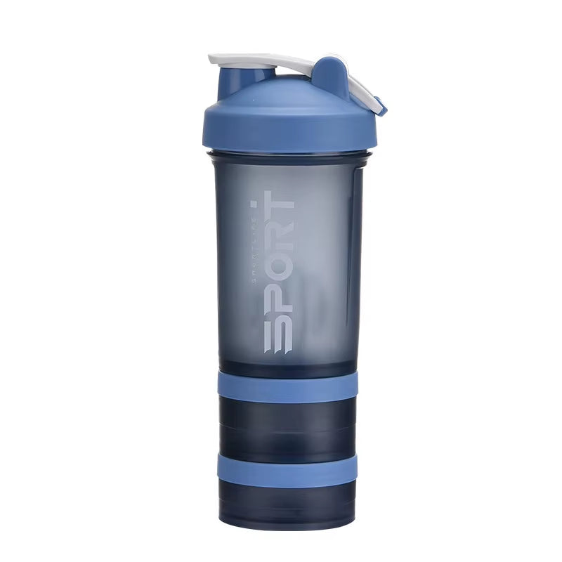 Botella Deportiva de 500 ml | Shaker de 3 Capas para Proteína | Portátil, Antiderrames y Libre de BPA