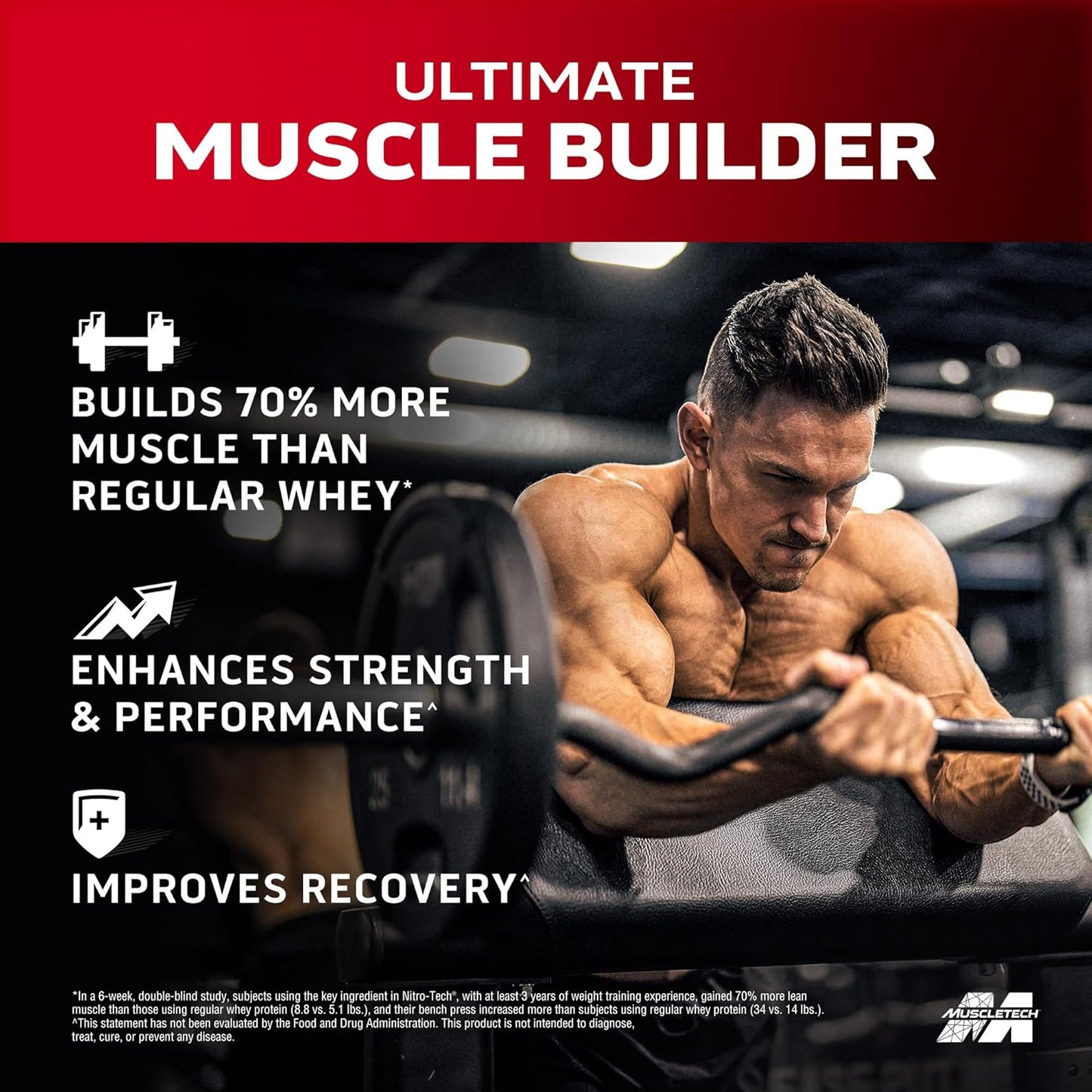 Whey Protein Powder (Milk Chocolate, 10 Pound) - Nitro-Tech Muscle Building Formula with Whey Protein Isolate & Peptides - 30G of Protein, 3G of Creatine & 6.6G of BCAA