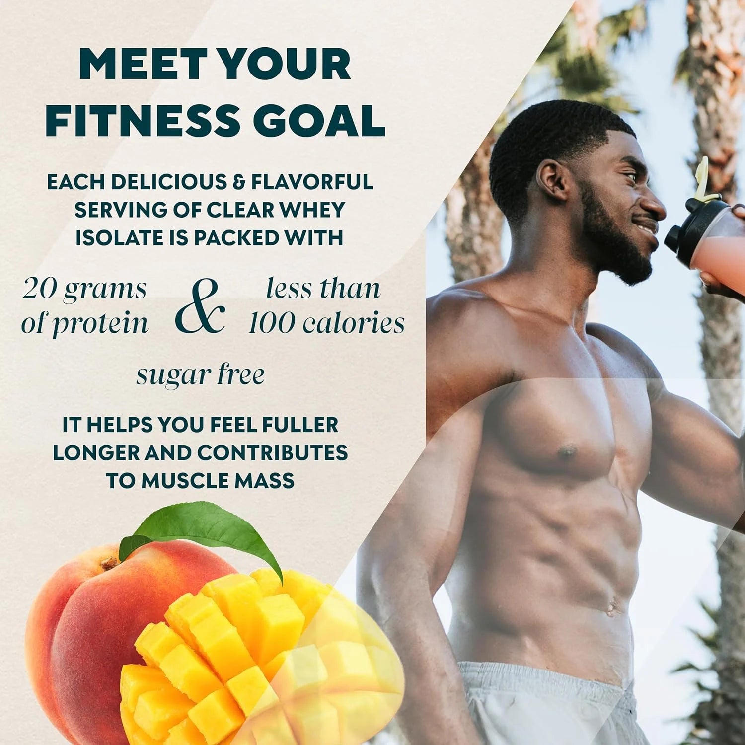 Clear Whey Isolate Protein Powder, Peach Mango, 20 Servings