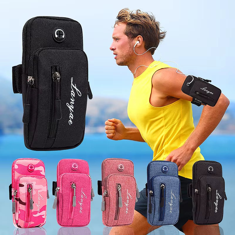 Running Hiking Men Women Arm Bags for Phone Money Keys Outdoor Sports Arm Package Bag with Headset Hole for Camping Cycling