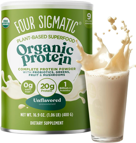 Proteína Vegana Orgánica en Polvo Sin Sabor – Con Melena de León, Chaga, Cordyceps y Más 
